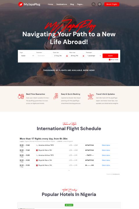 Website for Travel Agency Nigeria