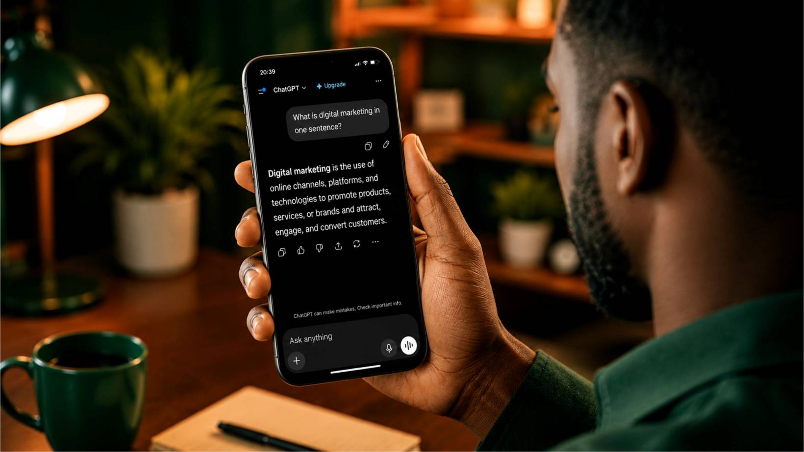 Nigerian professional using AI-powered search, representing the shift toward AI search optimization