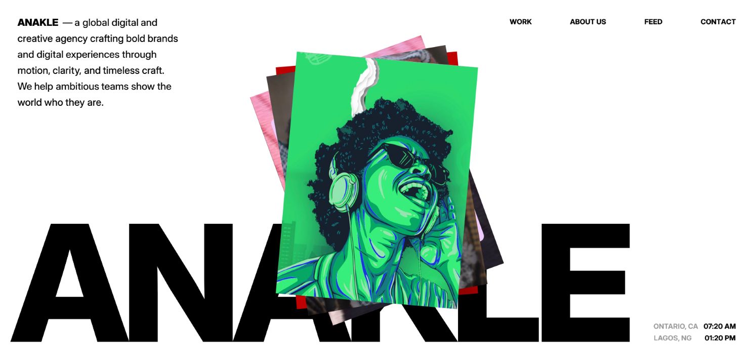 Anakle creative digital agency homepage