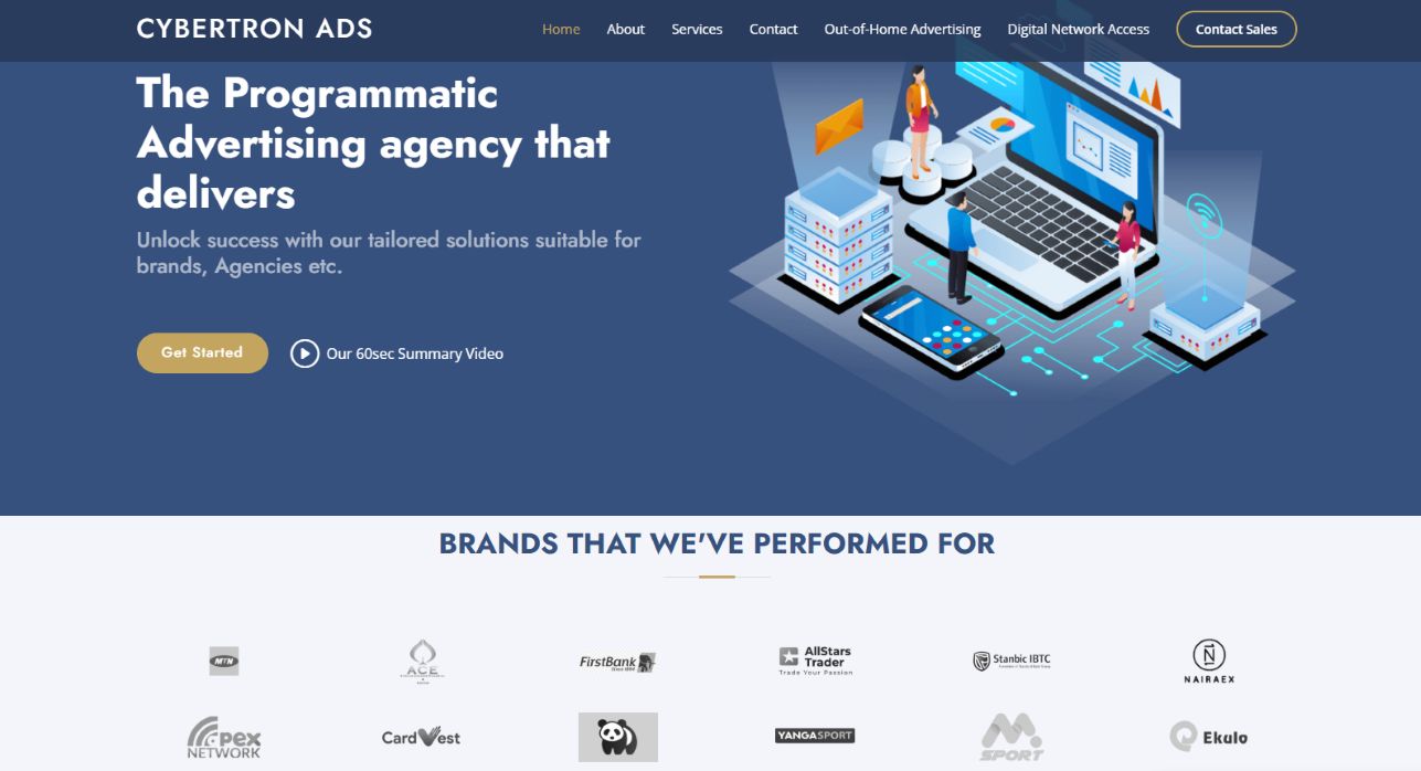 Cybertron Ads programmatic advertising agency homepage