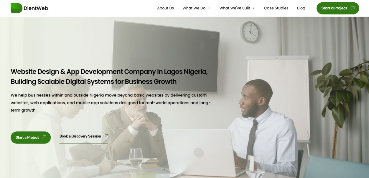 DientWeb web design and SEO agency homepage