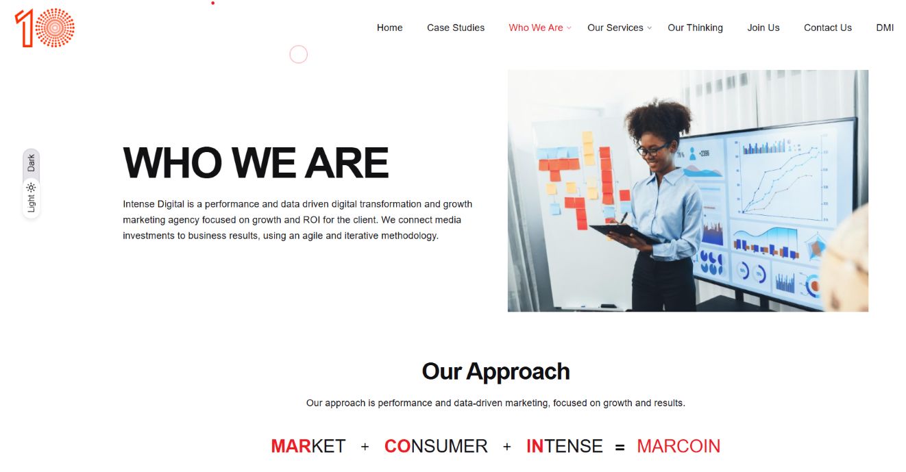 Intense Digital growth marketing agency homepage