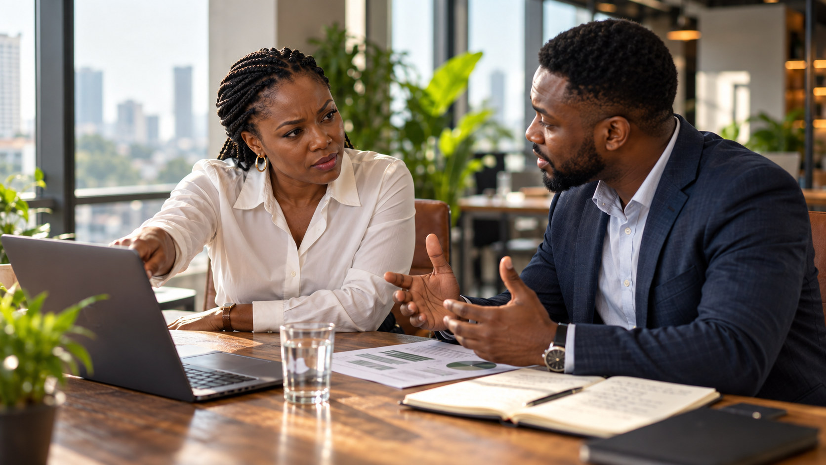 A Nigerian business owner questioning a digital marketer about results