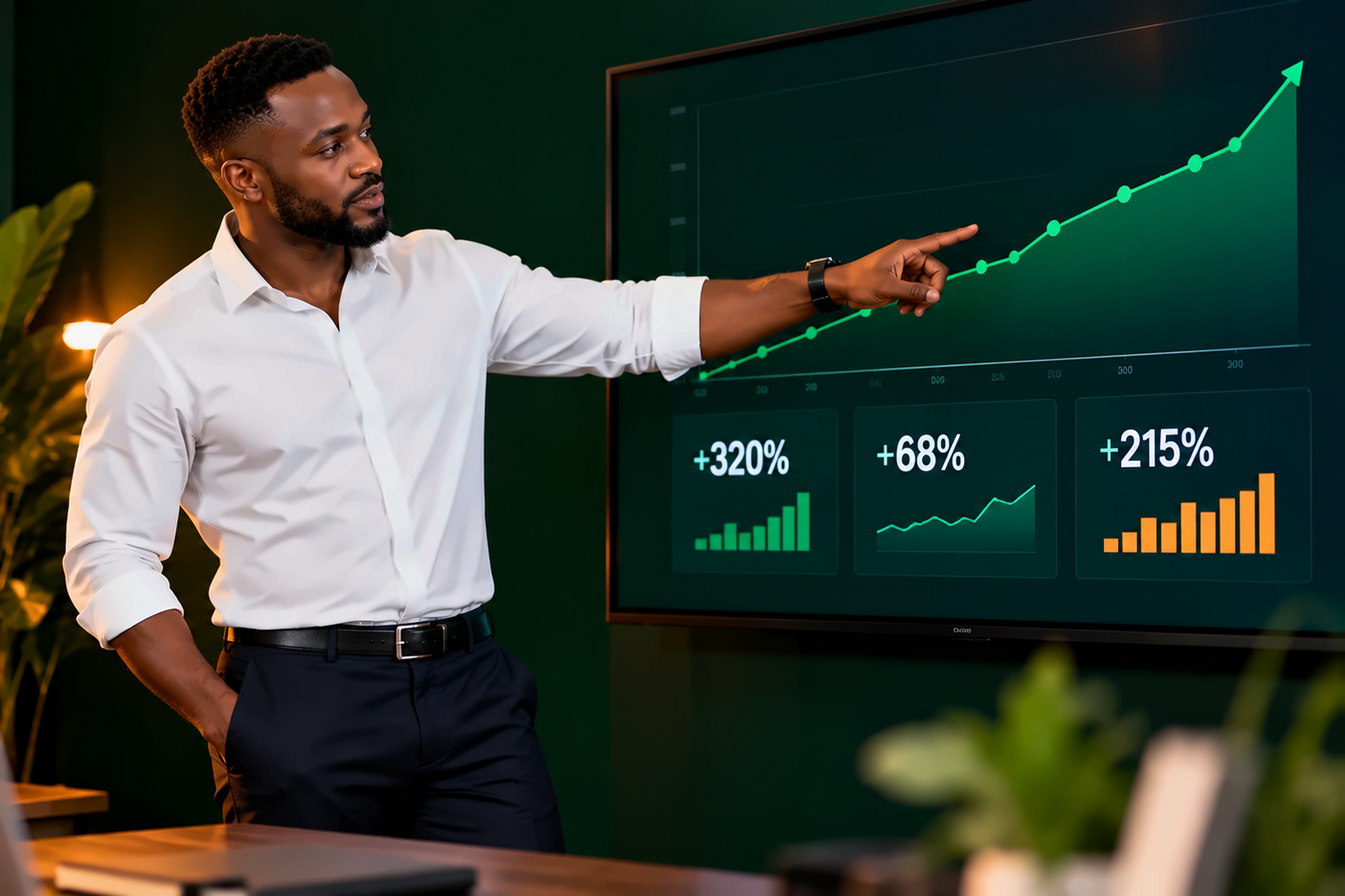 A weekly conversion rate optimization report showing the agreed metric rising over twelve months