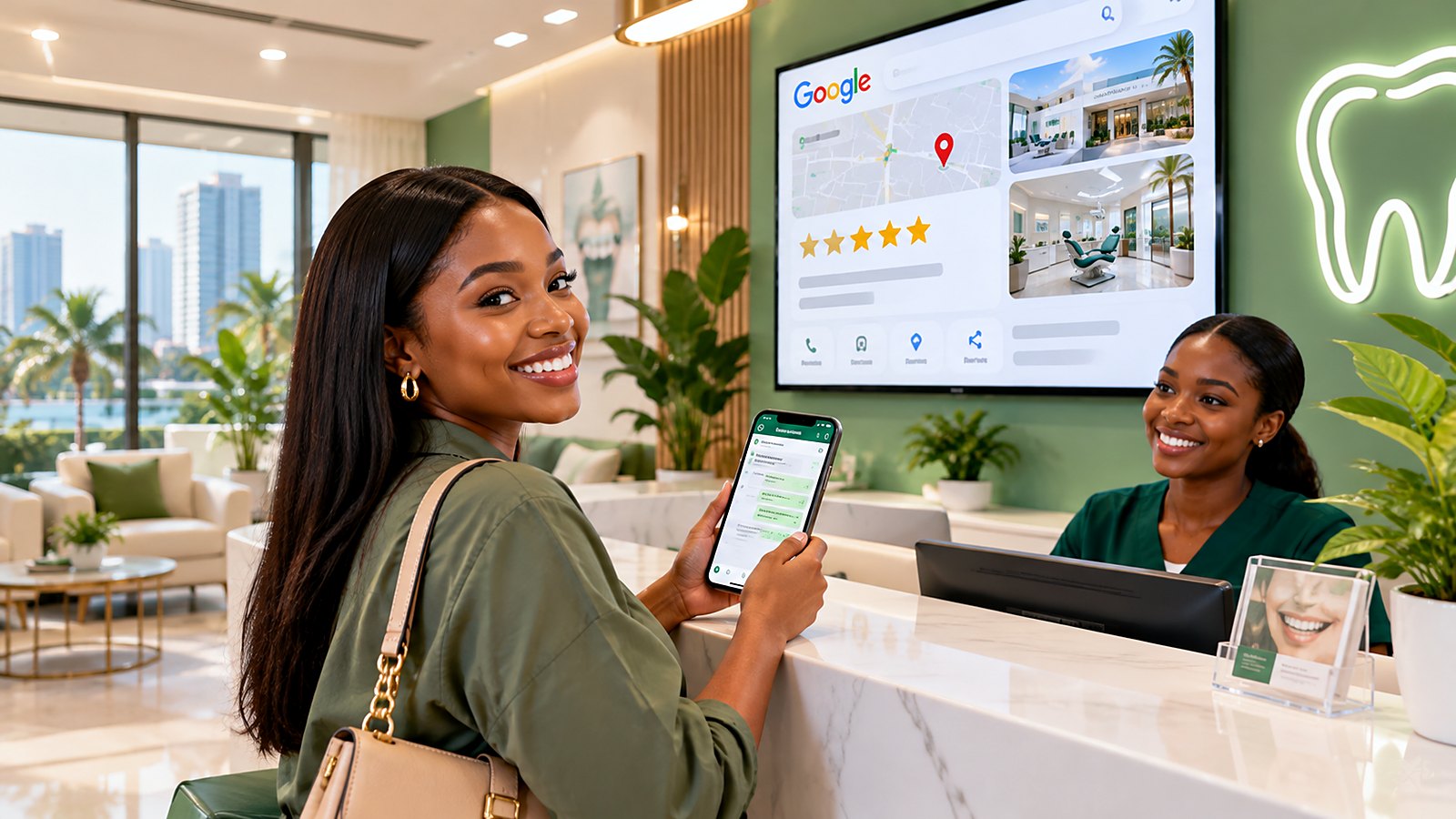 SEO and digital marketing for a dental clinic in Lekki: a patient books on WhatsApp after finding the clinic on Google